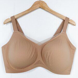Honeylove Crossover Bra Full Coverage Wireless Size 42DD (E) / DDD (F) Sand Nude